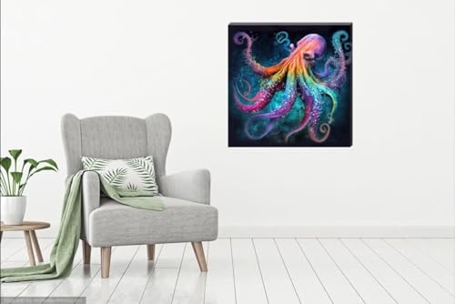 Colourful Octopus Canvas Wall Art Picture 16" x 16" - Love By Canvas