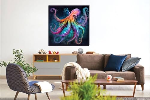 Colourful Octopus Canvas Wall Art Picture 16" x 16" - Love By Canvas