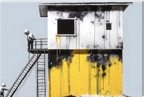 Inspired By Banksy Ladder To Poverty Graffiti Art Wall Canvas 26" x 20" - Love By Canvas