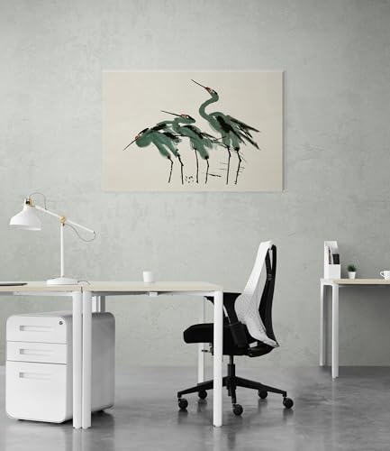 Three Blue Herons Painting Effect Print Art Wall Canvas 26" x 20" - Love By Canvas