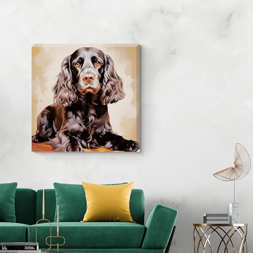 Posing Cocker Spaniel Dog Stretched Canvas Wall Art Picture - Numerous Sizes (12 inches x 12 inches) - Love By Canvas
