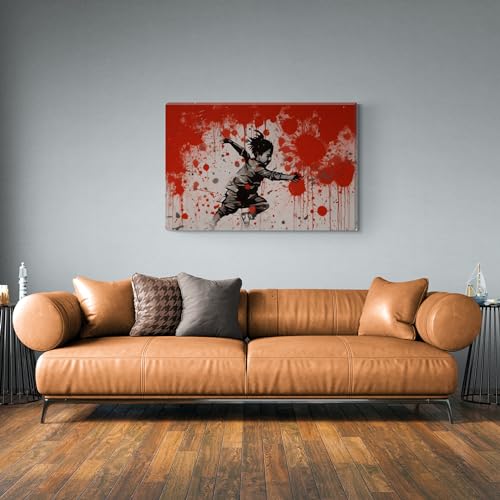 Inspired By Banksy Boy Paint Dash Graffiti Art Wall Canvas 26" x 20" - Love By Canvas