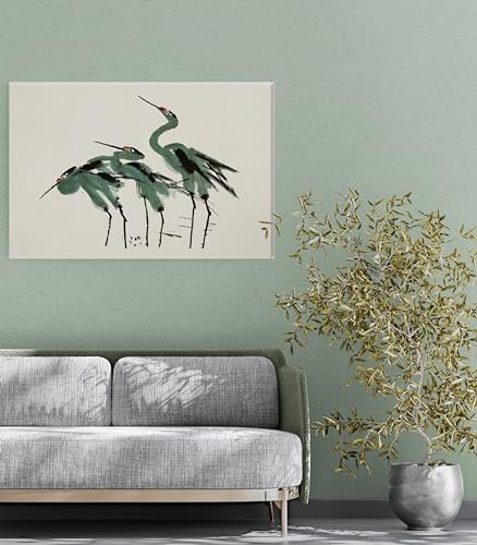 Three Blue Herons Painting Effect Print Art Wall Canvas 26" x 20" - Love By Canvas