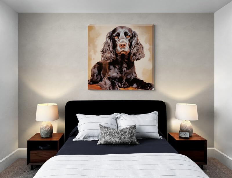 Posing Cocker Spaniel Dog Stretched Canvas Wall Art Picture - Numerous Sizes (12 inches x 12 inches) - Love By Canvas