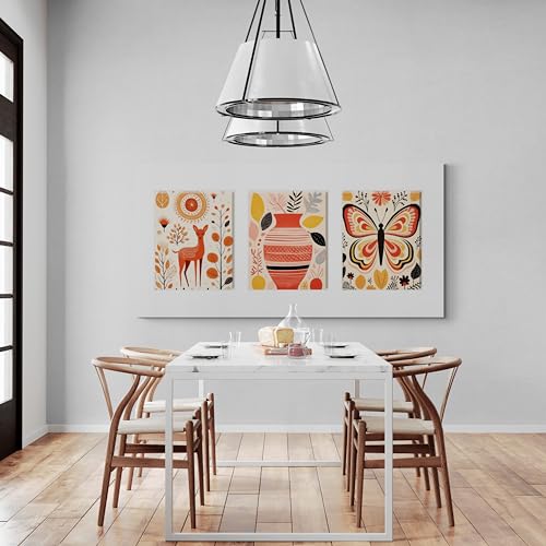 Framed Boho Abstract Wall Decor -Wildlife And Flowers Modern Canvas Prints Mid Century Pictures for Home Decoration 12x16 Inches Posters Paintings for Bathroom Bedroom Living Room Ready to Hang - Love By Canvas