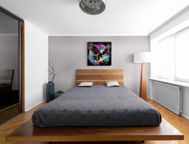 Flying Eagle Colour Splash Framed Canvas Wall Art 16" x 16" - Love By Canvas