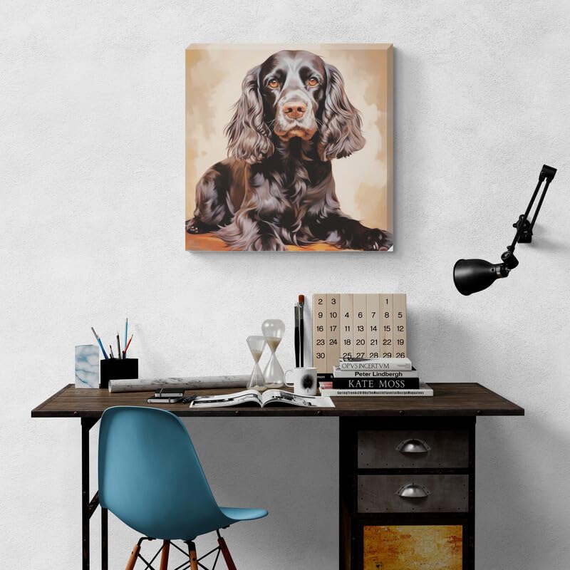 Posing Cocker Spaniel Dog Stretched Canvas Wall Art Picture - Numerous Sizes (12 inches x 12 inches) - Love By Canvas