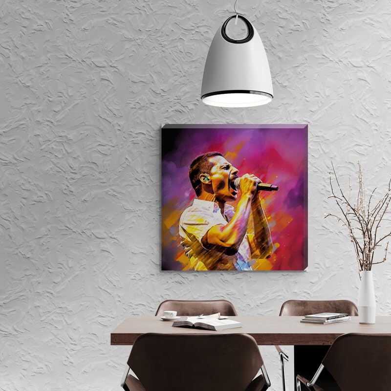 Colour Splash Freddie Mercury Queen Framed Canvas Wall Art 16" x 16" - Love By Canvas