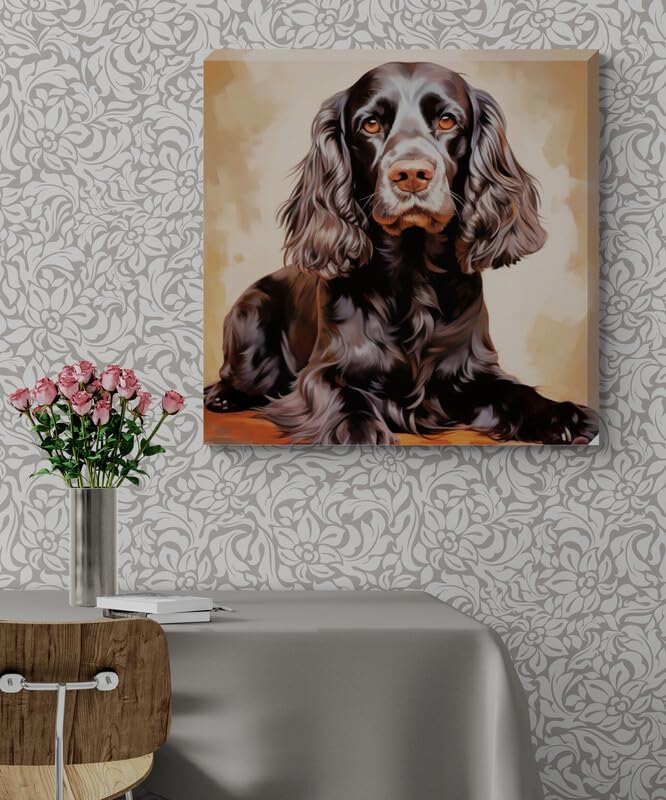 Posing Cocker Spaniel Dog Stretched Canvas Wall Art Picture - Numerous Sizes (12 inches x 12 inches) - Love By Canvas