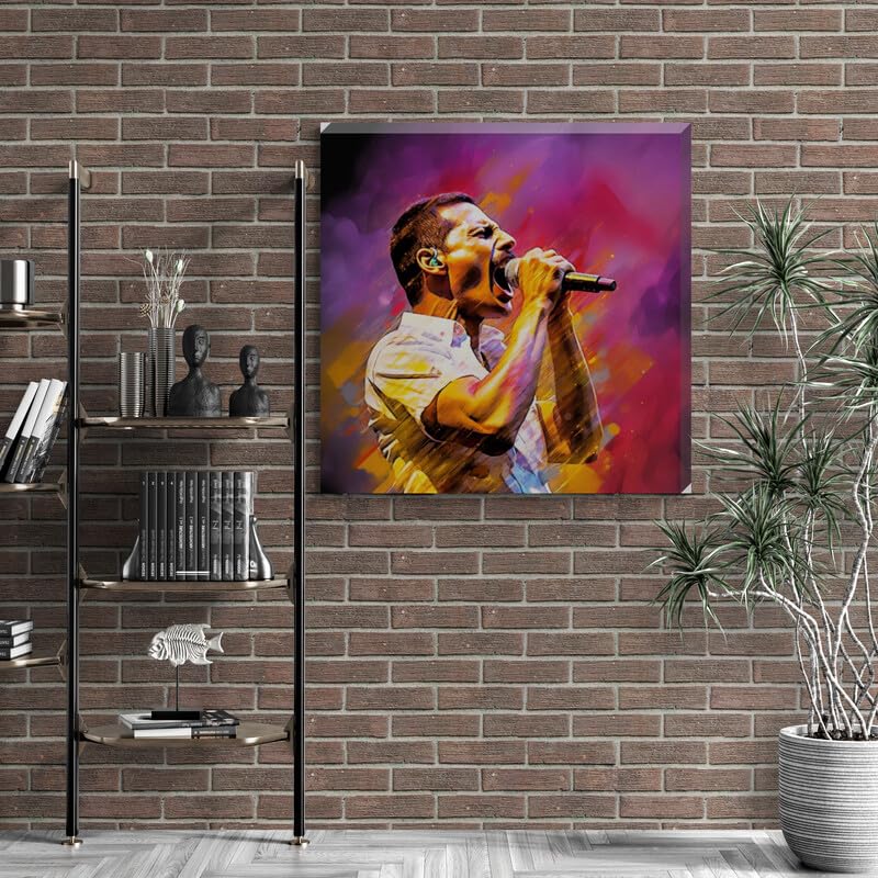 Colour Splash Freddie Mercury Queen Framed Canvas Wall Art 16" x 16" - Love By Canvas