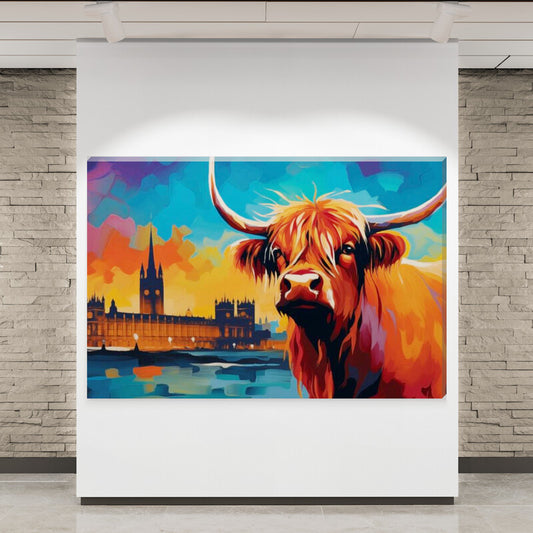Parliament Prowl Highland Cow Canvas Wall Art Painting Picture - Love By Canvas