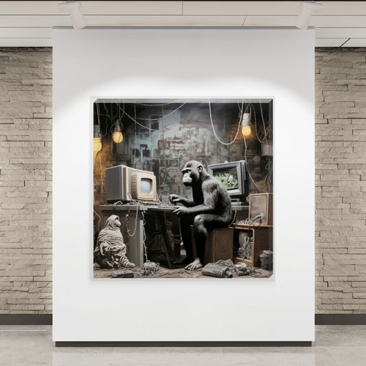 Monkey Learning Tech Computer Wall Art Canvas - Love By Canvas