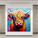 Colourful Highland Cow Canvas Scottish Wall Art Bright LGBTQ+ - Love By Canvas