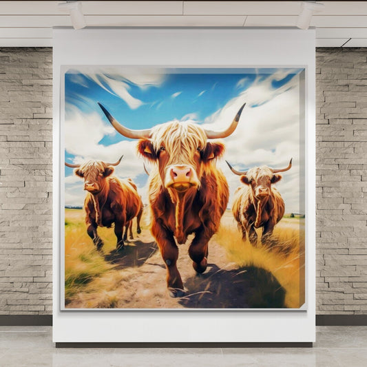 Roaming Highland Cows Scotland Wall Art Canvas, perfect for bedrooms/Bathrooms/Kitchens and to add a touch to your space in any room! - Love By Canvas
