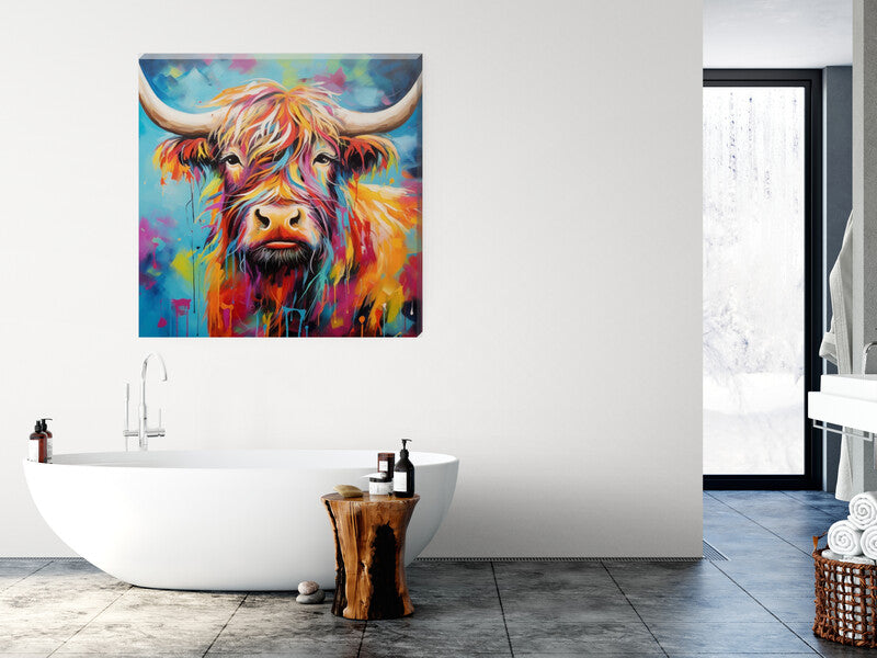 Tilly Colourful Highland Cow Canvas Scottish Wall Art - Love By Canvas