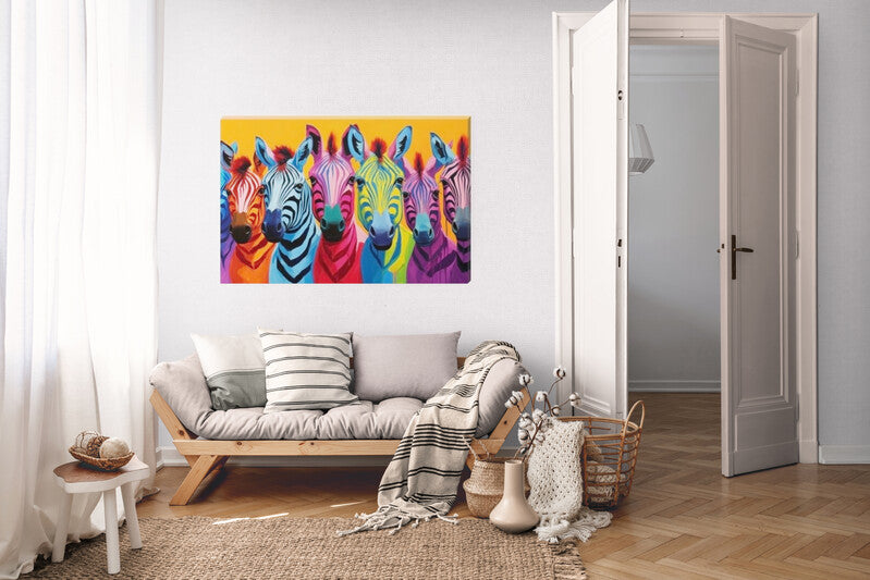 Colourful Zebras Paint Splash Wall Art Canvas - Love By Canvas