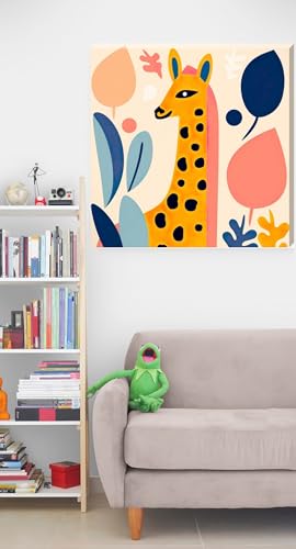 Boho Style Giraffe In Colour - Kids Bedroom Decor Print Art Wall Canvas 16" x 16" - Love By Canvas