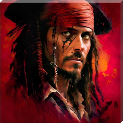 Captain Jack Sparrow - Pirates Of Caribbean Wall Art/Printed Canvas Art Work 16" x 16" - Love By Canvas