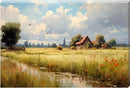 Rural Landscape Buildings Wall Art Canvas Painting Print Contemporary 20" x 28" - Love By Canvas