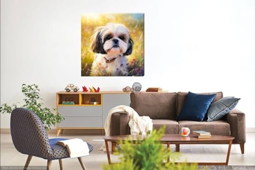 Shihtzu In The Grass Dog Digital Print, Canvas Art Print/Art Work/Picture 16" x 16" - Love By Canvas