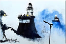 Inspired By Banksy "Lighthouse Plumes, Tugboat Looms" Graffiti Art Wall Canvas 26" x 20" - Love By Canvas