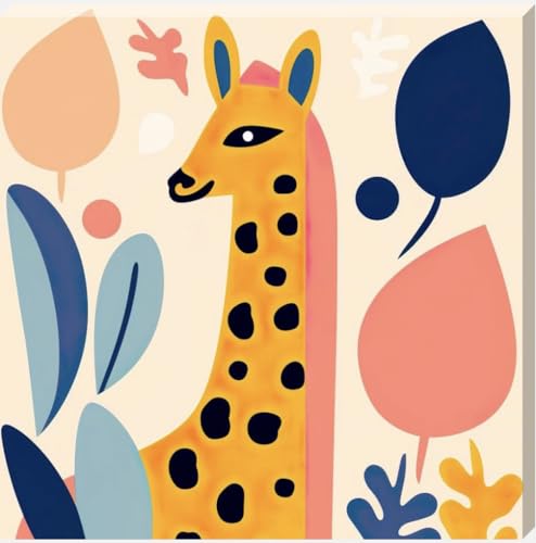 Boho Style Giraffe In Colour - Kids Bedroom Decor Print Art Wall Canvas 16" x 16" - Love By Canvas