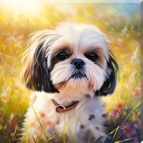 Shihtzu In The Grass Dog Digital Print, Canvas Art Print/Art Work/Picture 16" x 16" - Love By Canvas