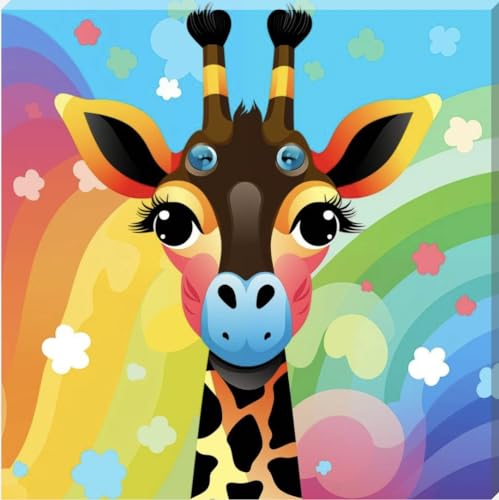 Colour Splash Cheeky Giraffe Wall Art Canvas, this art work will liven up any room! 16" x 16" - Love By Canvas
