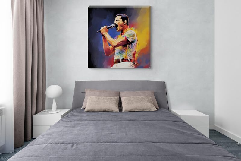 Paint Splash Freddie Mercury Queen Framed Canvas Wall Art 16" x 16" - Love By Canvas