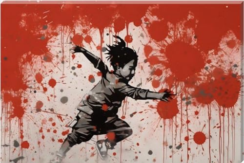 Inspired By Banksy Boy Paint Dash Graffiti Art Wall Canvas 26" x 20" - Love By Canvas