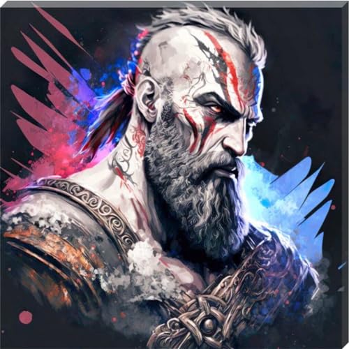 Kratos Scandinavian God of War Digital Print, Canvas Print/Art Work/Picture 16" x 16" - Love By Canvas