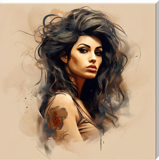 Amy Winehouse Framed Canvas Wall Art Pop Rock - Love By Canvas