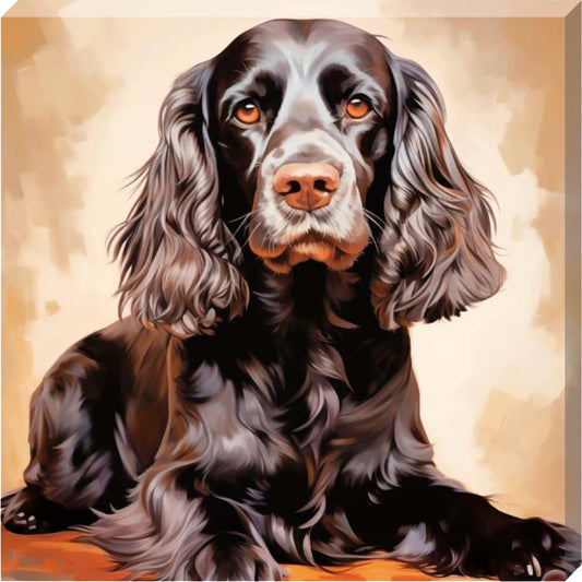 Posing Cocker Spaniel Dog Stretched Canvas Wall Art Picture - Numerous Sizes (12 inches x 12 inches) - Love By Canvas