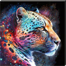 Colour Splash Snow Jaguar Mounted Canvas Art 16" x 16" - Love By Canvas