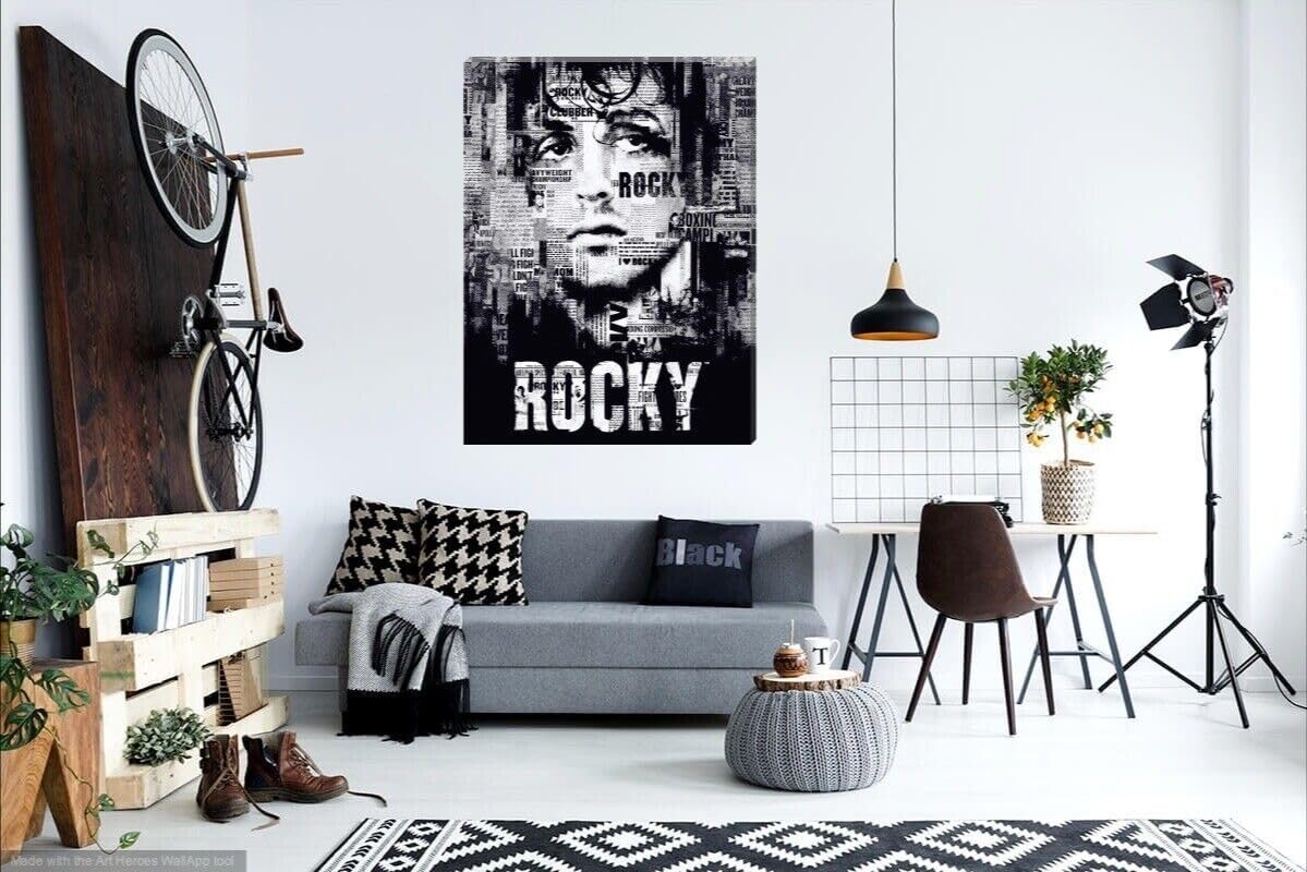 Rocky/Rocky Balboa Boxing Artwork On Stretched Canas - Ready To Hang 420mm x 594mm - Love By Canvas